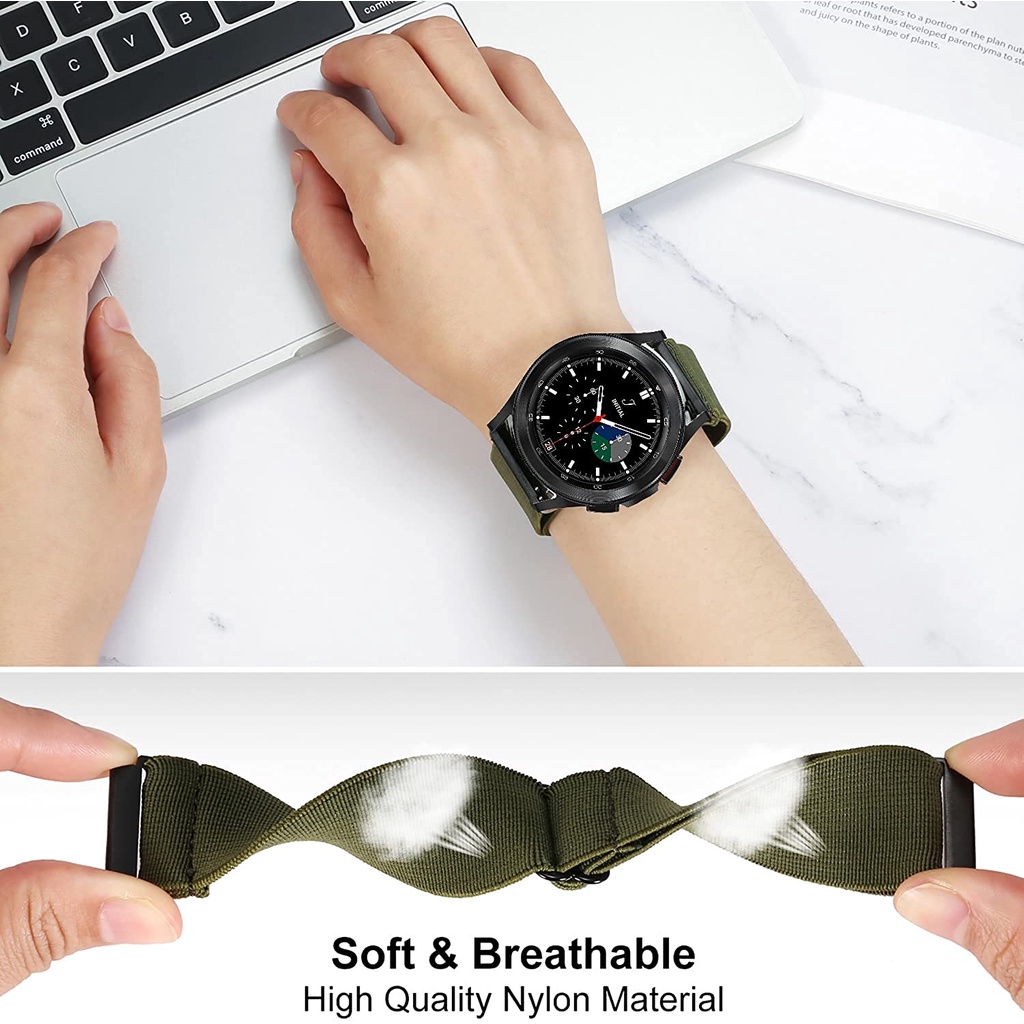 Dây Đeo Nylon Co Giãn Tùy Chỉnh 22mm 20mm Cho Đồng Hồ Thông Minh Samsung Galaxy Watch 4 / Huawei GT2 / Amazfit Gtr