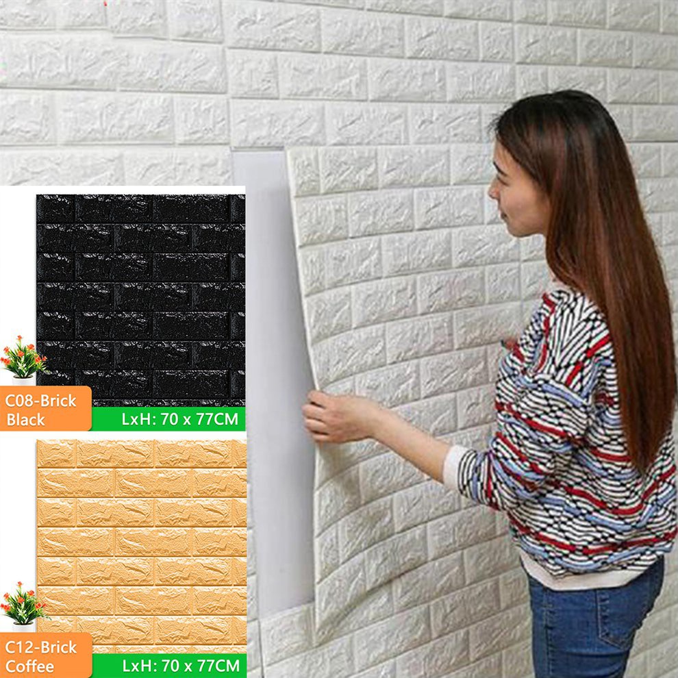 Miếng Dán Tường 3d 70x77cm Bằng Xốp Chống Va Chạm Không Thấm Nước