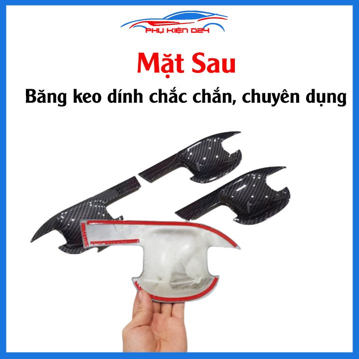 Ốp tay hõm Everest 2016-2017-2018-2019-2020-2021 vân cacbon, nhựa đen, mạ crom bảo vệ cửa chống trầy xước