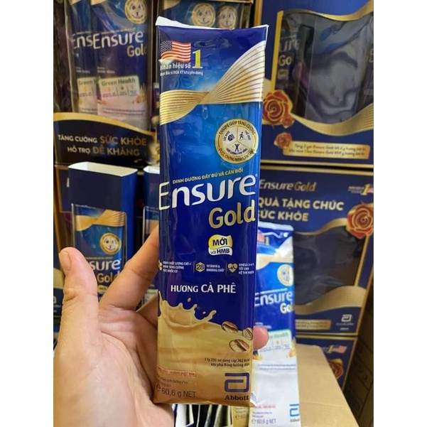 Sữa gói Ensure hạnh nhân, lúa mạch, cà phê 60.6g date 4/8/2024
