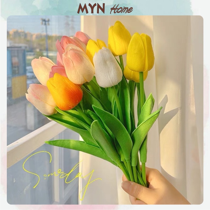 Hoa Tulip nhiều màu sắc trang trí xinh xắn, phụ kiện decor chụp ảnh MYN Home