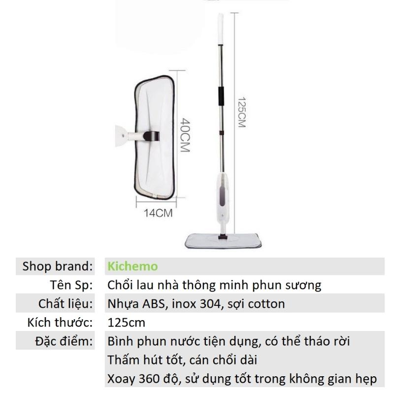 Cây lau nhà phun sương thông minh xoay 360 độ cán dài 125cm siêu sạch