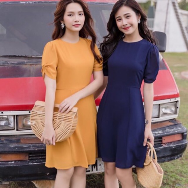 Đầm Voan nhún tay 2 màu mila xb