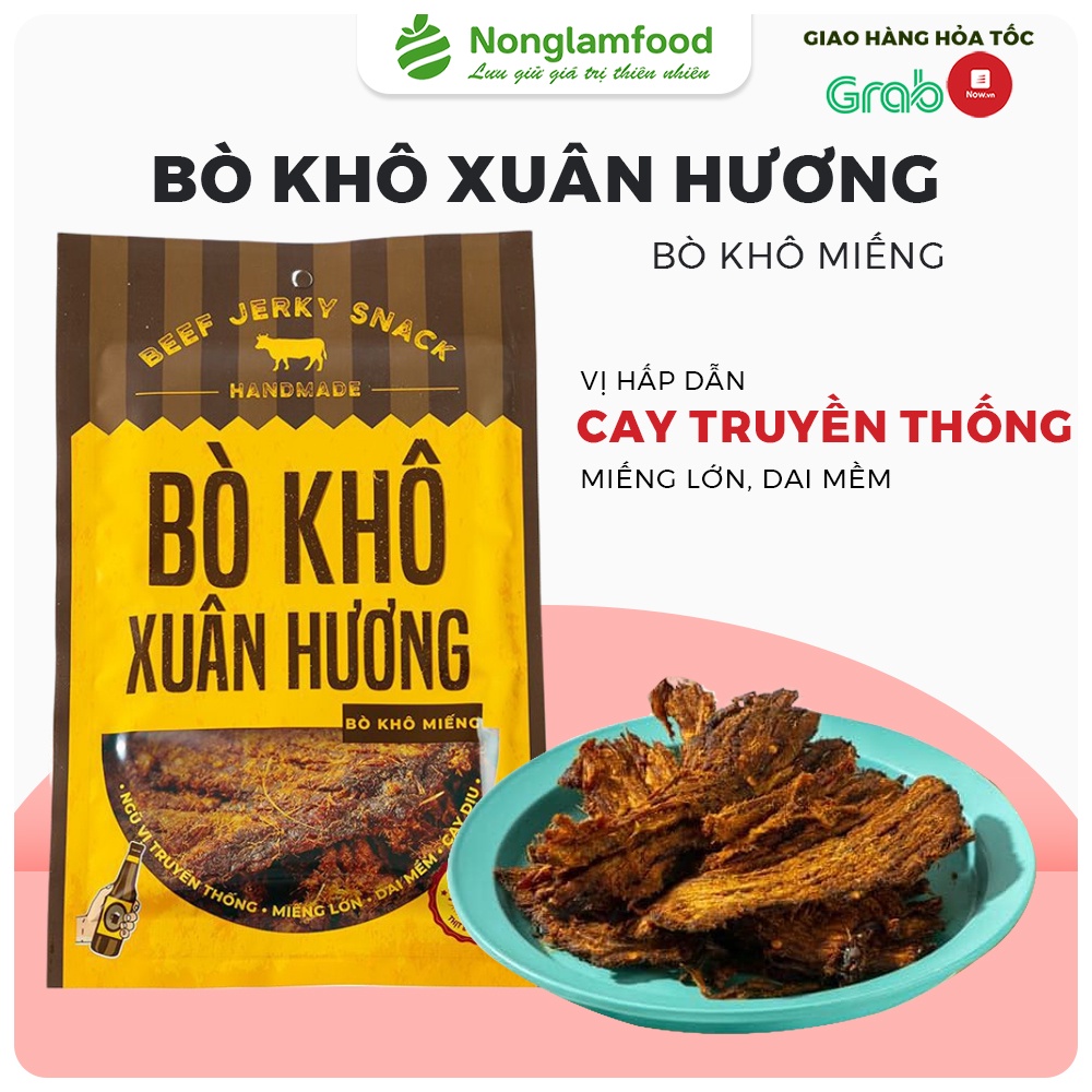 Bò khô miếng vị truyền thống Xuân Hương thịt bò khô tươi nguyên chất ngon đậm đà hương vị đồ ăn vặt Nonglamfood