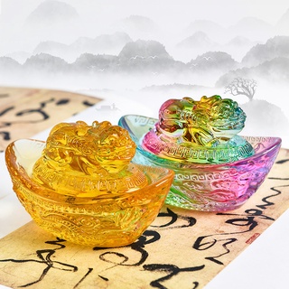 Đĩnh vàng tỳ hươu trưng phong thủy chất liệu thủy tinh may mắn tài lộc
