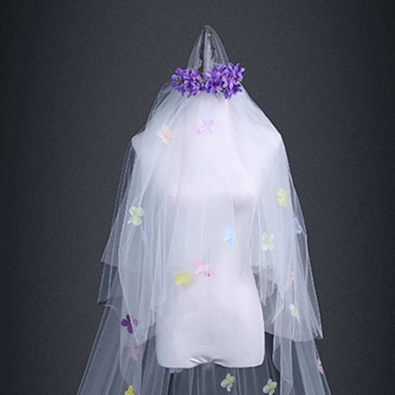 Mạng Che Mặt Vải Tuyn 1 Lớp Không Cắt 4 Màu Sắc Dành Cho Cô Dâu