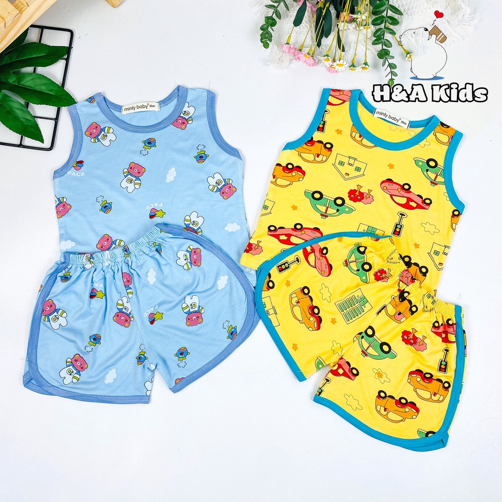 [Bé 7-33kg] Bộ Ba lỗ thun lạnh in hình có SIZE ĐẠI cho bé trai bé gái từ 7-33kg - HÀNG CHUẨN LOẠI 1