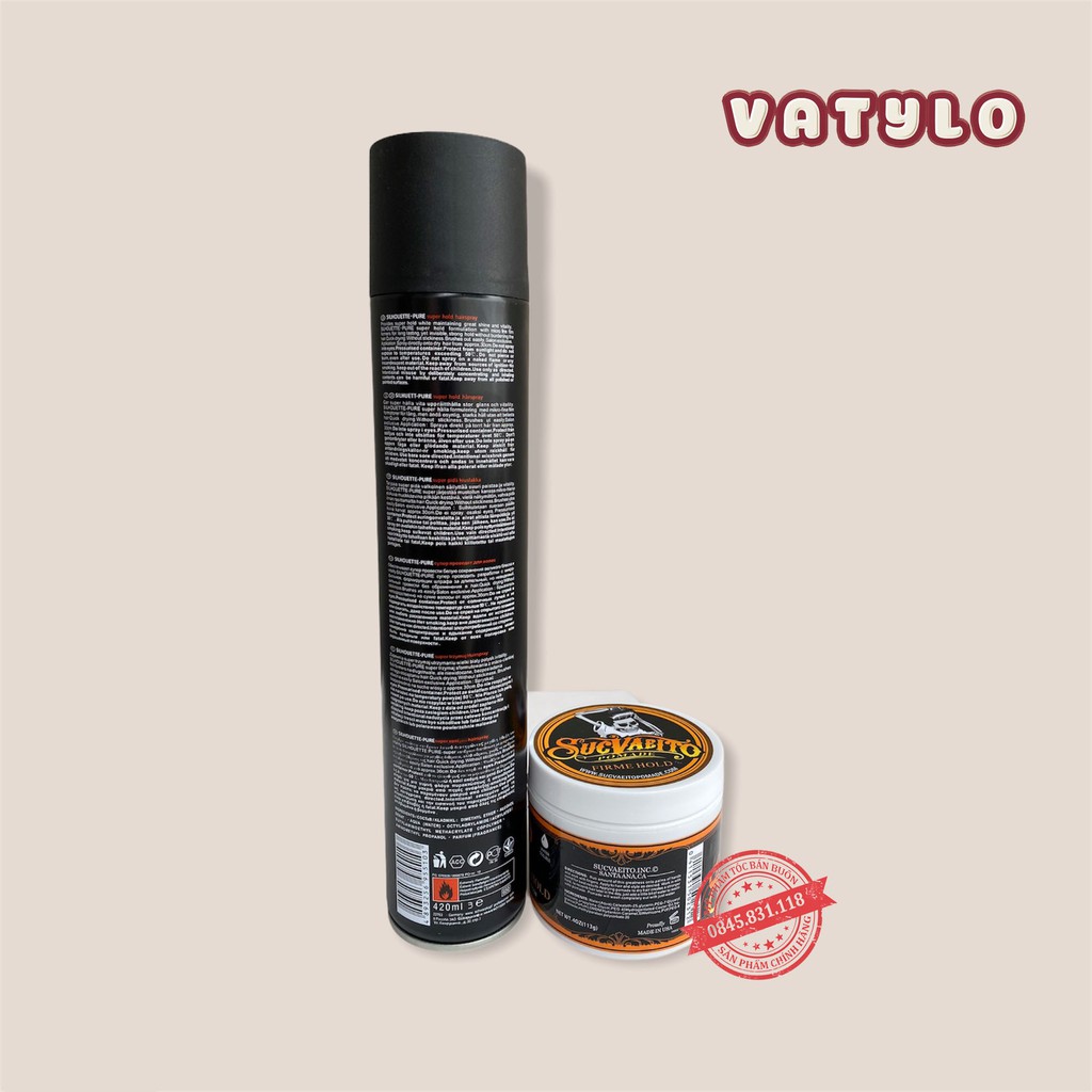 Gôm xịt tóc tạo kiểu nam silhouette 420ML + SÁP VUỐT TÓC NAM  Suavecito Firme Hold CB11