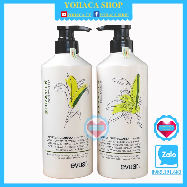 Lẻ Dầu Gội hoặc Dầu Xả Evuar Keratin 795ml