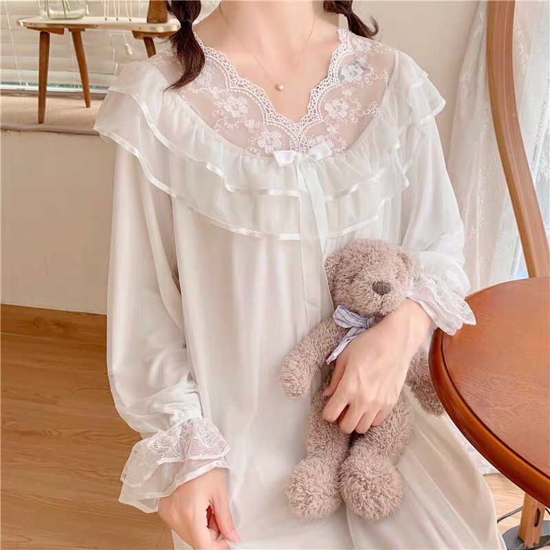 ĐẦM NGỦ TIỂU THƯ ULZZANG PHỐI REN 2371