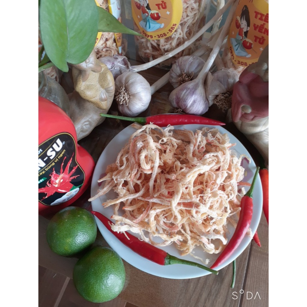 Khô mực hấp dừa xé sợi 200gr kèm tương ớt, ăn vặt Hà Nội | BigBuy360 - bigbuy360.vn