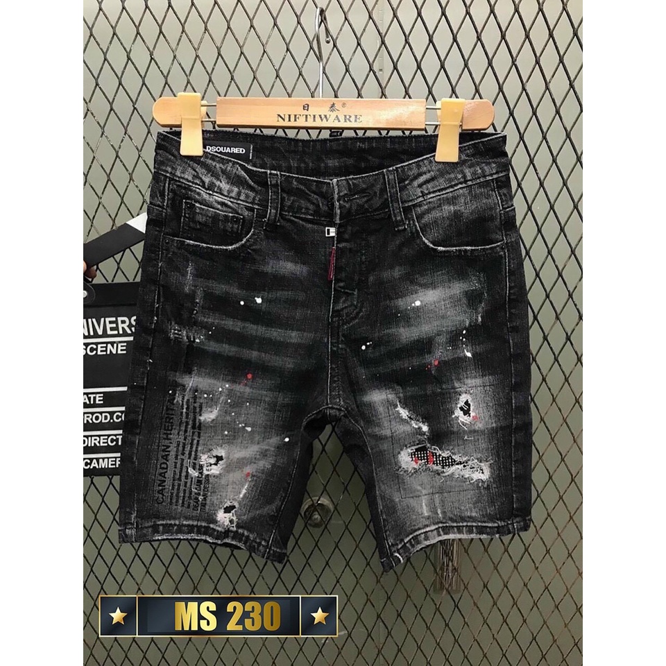 quần short jean nam ngắn đen rách nhẹ khóa kéo lệch thêu logo nhiều mẫu kiểu dáng trẻ trung giá tốt Kaystore