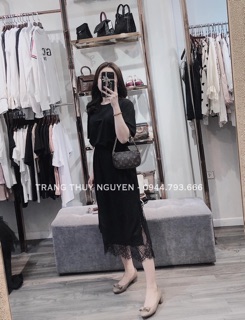 Váy buộc dây eo chân ren