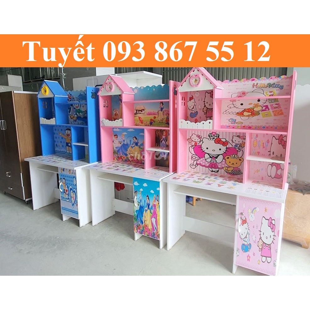 Bàn học sinh tiểu học - Bàn học sinh liền kệ sách cho bé trai, bé gái in hình đẹp giá rẻ
