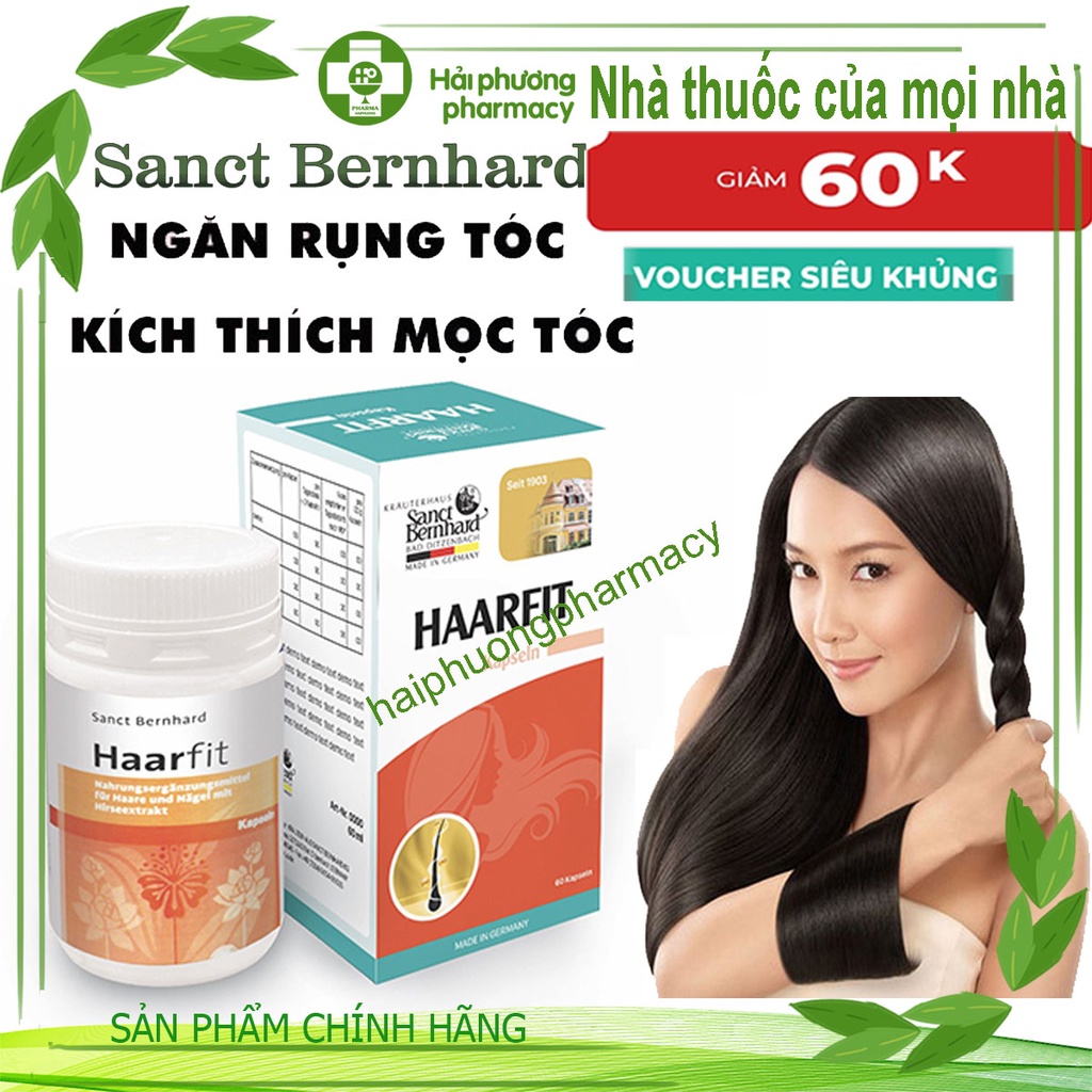Viên uống đẹp tóc HaarFit - Hỗ trợ tóc, móng chắc khỏe, giảm rụng tóc, giúp tóc dày và bóng mượt - Sanct Bernhard 60v
