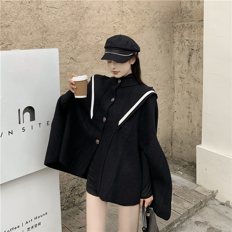 Áo khoác choàng mùa đông của nữ phong cách ngọt ngào khí chất sang chảnh hàng Quảng Châu cao cấp