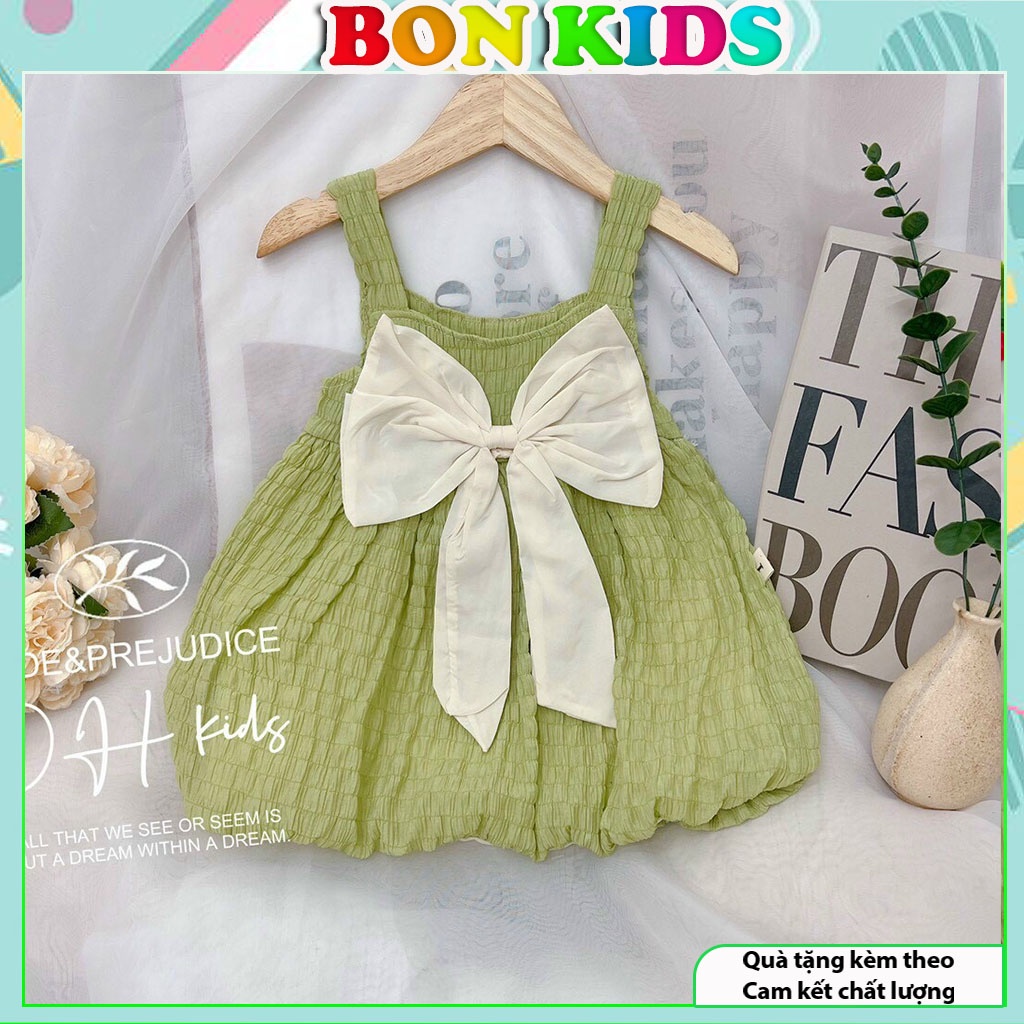 Váy Babydoll Cho Bé MINKY MOM Có Nơ Trước Ngực Cực Đáng Yêu, Đầm Công Chúa Cho Bé Gái Kèm Phụ Kiện Băng Đô Đội Đầu