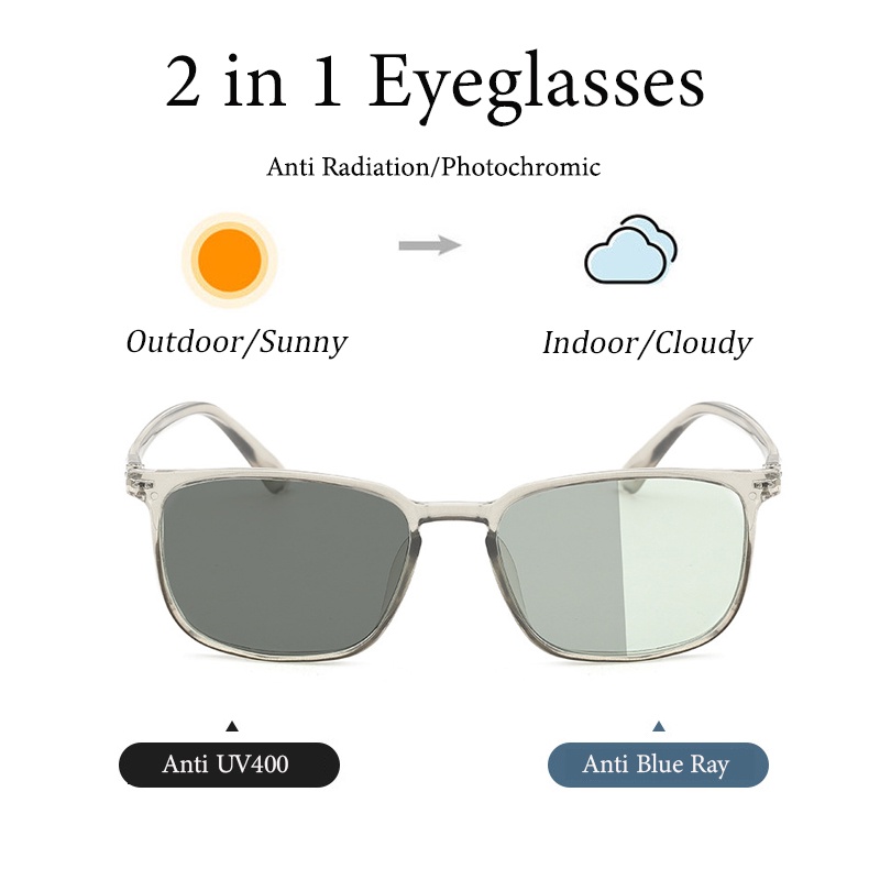 Kính Mát Phân Cực Chống Bức Xạ 3 Trong 1 Gọng Vuông TR90 Phong Cách Hàn Quốc Cho Nam Nữ