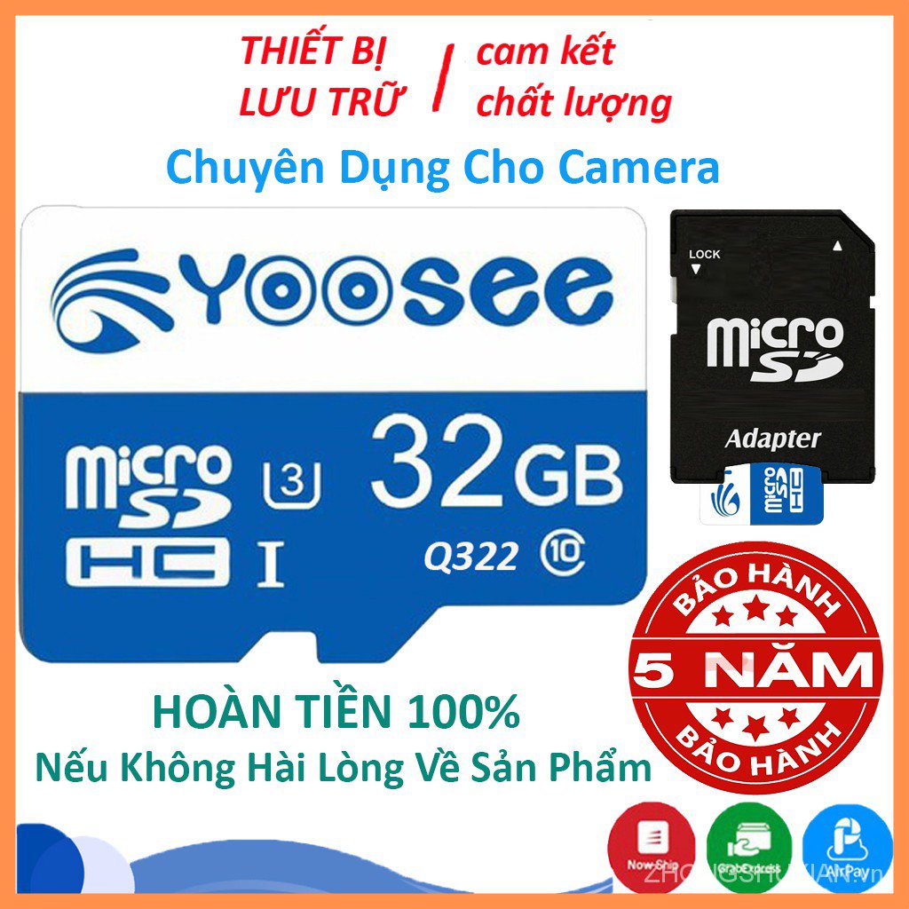 Thẻ nhớ Yoosee 32GB tốc độ cao up to 100MB/s hỗ trợ quay video full HD, video 2K, video 4K | BH 60 Tháng