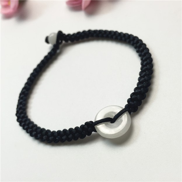 Vòng Tay Mặt Đá Chalcedony Dây Thừng Đỏ May Mắn