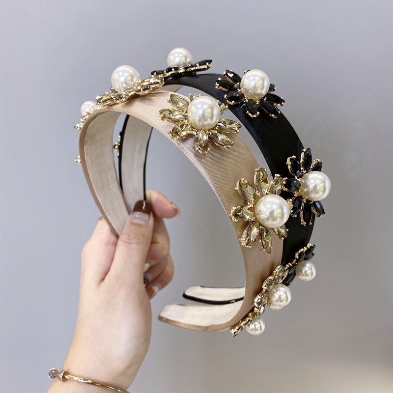 Băng Đô Cài Tóc Đính Đá Kim Cương Ngọc Trai Giả Phong Cách Baroque Âu Mỹ Màu Sắc Ngọt Ngào