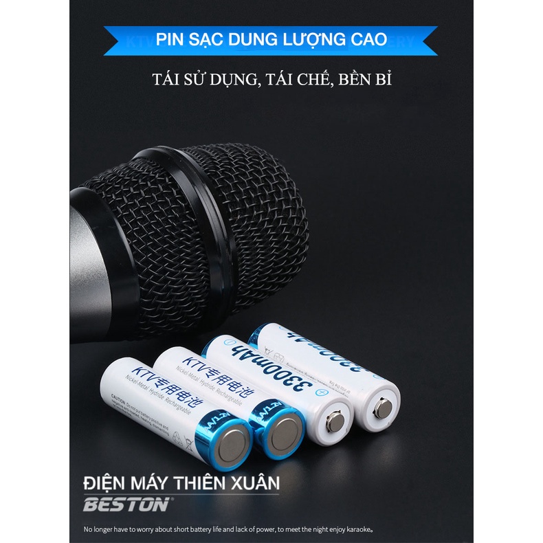 Hộp 04 Pin Sạc AA Beston KTV3300mAh Cho Micro Karaoke loa, đồ chơi trẻ em, đồng hồ, thiết bị điện tử, đèn flash, máy ảnh