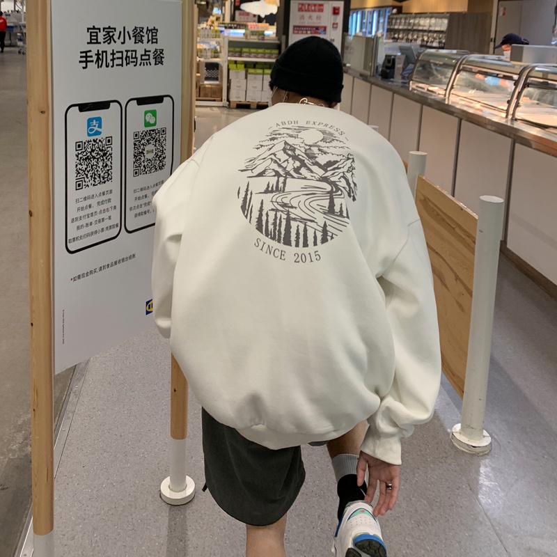 Áo sweater cổ tròn oversize phong cách thời trang cá tính cho nam