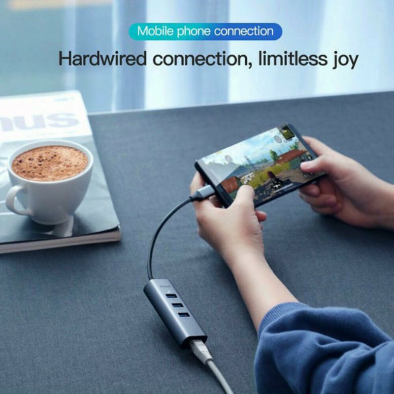 [Mã 252ELSALE hoàn 7% đơn 300K] Hub chuyển Baseus Enjoy Series Type C to USB 3.0 + Gigabit Network interface RJ45