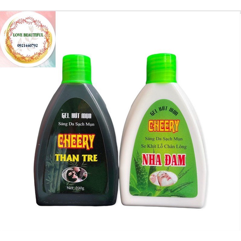 Gel lột mun CHEERY 200gr than tre và nha đam, hút sạch mụn, không gây kích ứng da, khô da_LOVE BEAUTIFUL
