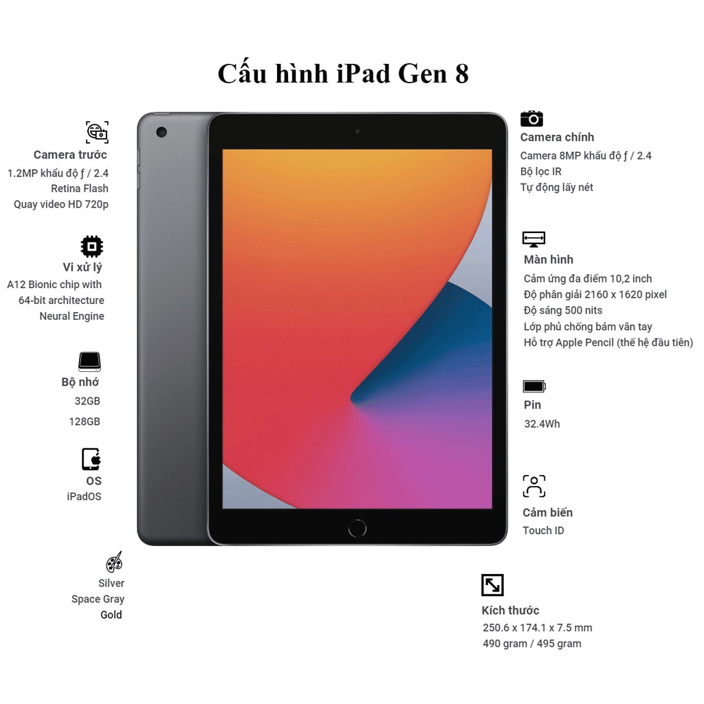 Apple iPad Gen 8 2020  10.2 inch (Wifi) 32GB - Mới chính hãng VN | BigBuy360 - bigbuy360.vn