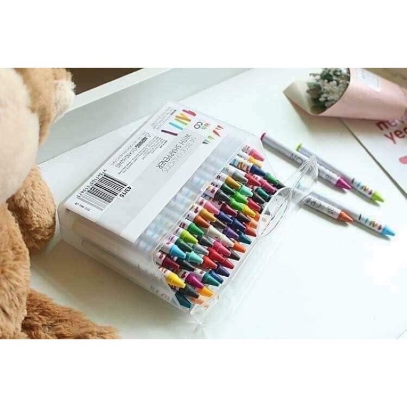 BỘ SÁP MÀU 64 MÓN HỘP NHỰA CHO BÉ THOẢ SỨC SÁNG TẠO