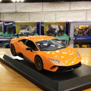 Xe mô hình siêu xe Lamborgini Huracan Performante tỉ lệ 1:24 hãng Burago màu cam