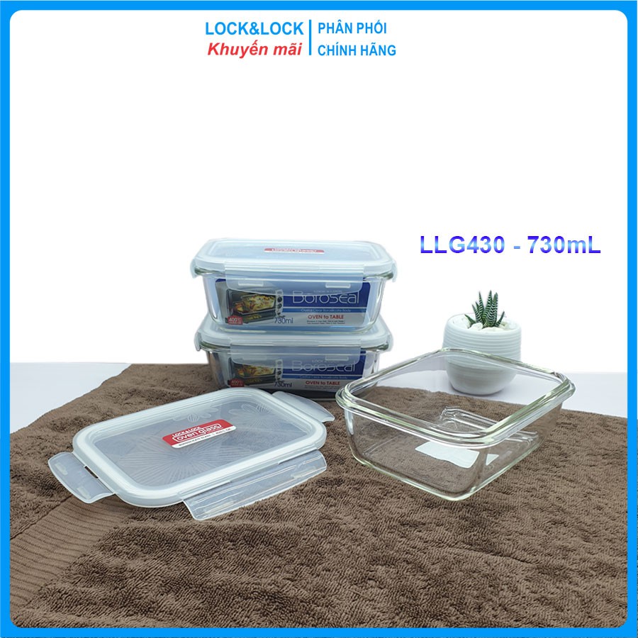 BỘ 2 HỘP THUỶ TINH CHỊU NHIỆT 730mL LOCK&amp;LOCK - LLG430