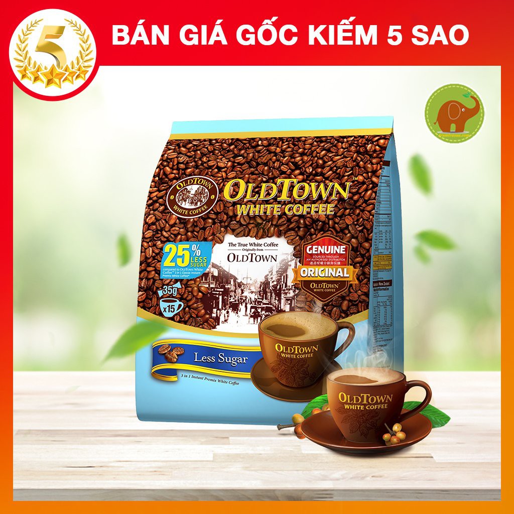 Cà Phê Trắng White Coffee OldTown Combo 3 Gói Cafe Malaysia Gói 38 Gam (Truyền Thống, Ít đường, Hazelnut)