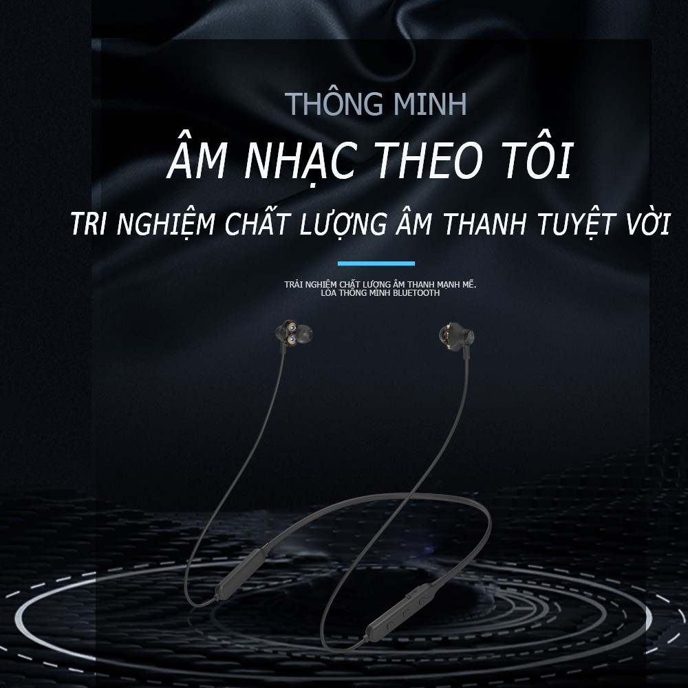 Tai nghe Tai nghe Bluetooth mẫu BC08 V 5.0 dạng tai nghe đeo cổ, trọng lượng nhẹ, âm bass tốt. Có thể trả lời cuộc gọi đ