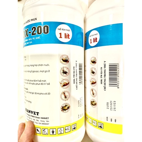 HANTOX 200 chai 1 Lít xịt ruồi, mũi, ve, bo chét, mòng, mạt gà...