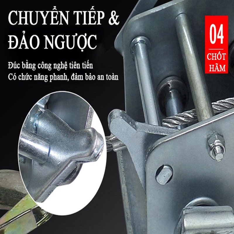 Tời quay tay 2000LBS, tời quay tay tải kéo 900kg tải nâng 300kg Có Cáp 5ly dài 6 mét có móc 1 tấn tặng kèm bản mã
