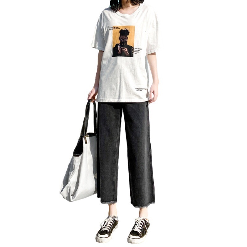 Quần  Jeans ống xuông Rua  Gấu -Hàng  loại  1