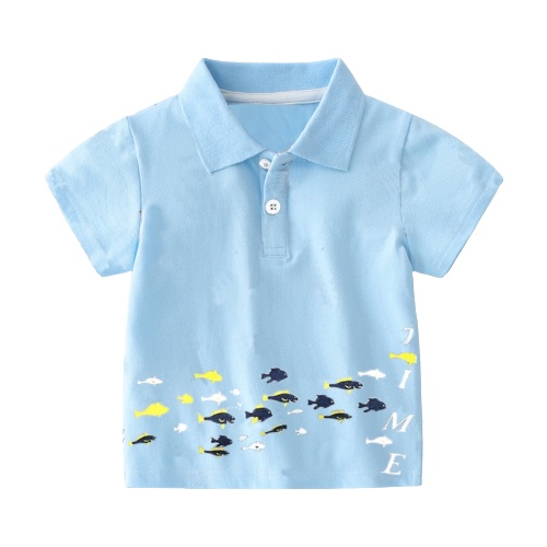 Áo thun polo bé trai có cổ phong cách hàn quốc chất cotton họa tiết - Hãng 27kids