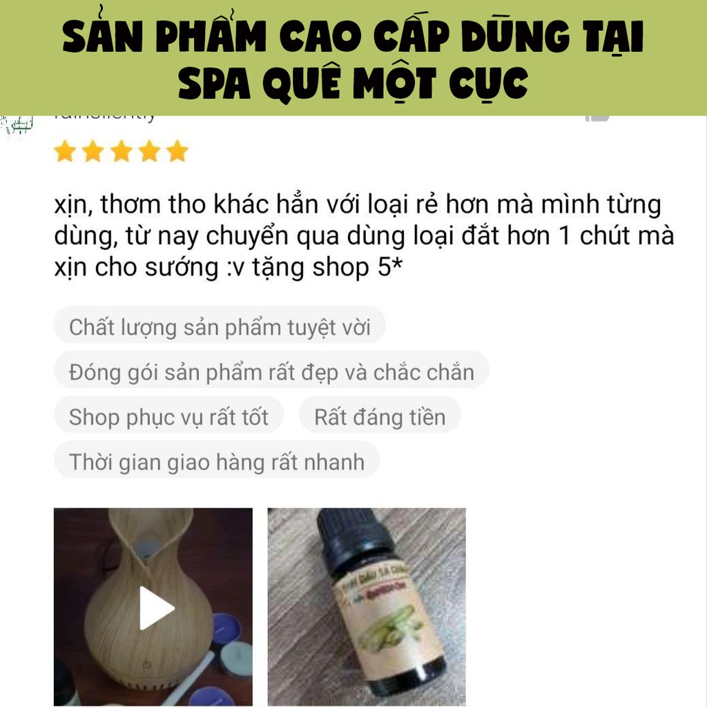 Tinh dầu sả chanh LOẠI XỊN, tinh dầu đuổi muỗi, 100% nguyên chất, chiết tách đặc biệt QUÊ MỘT CỤC 10ml (handmade)