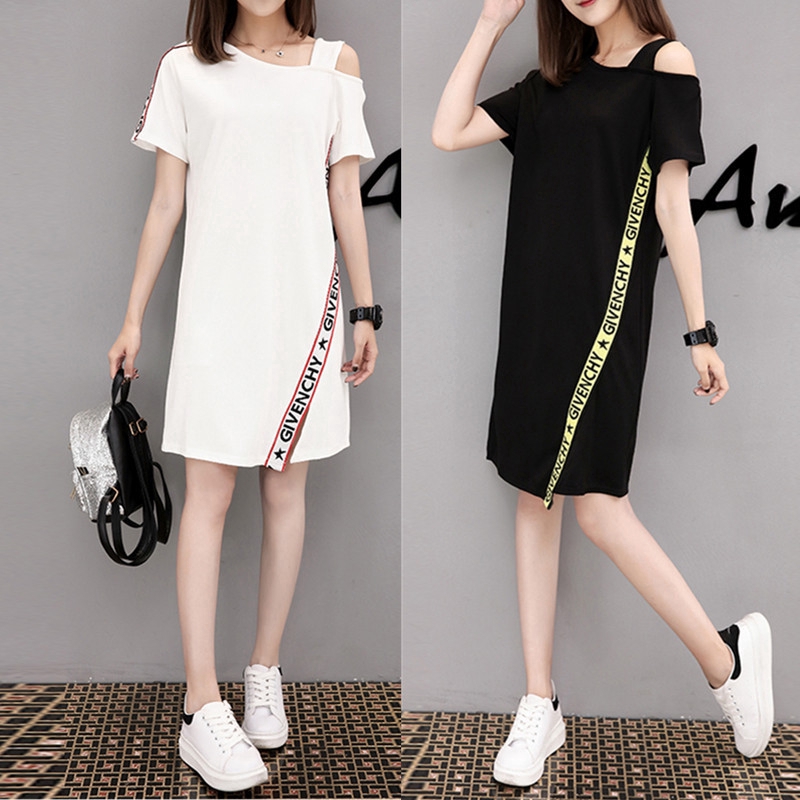 Đầm Chữ A Tay Ngắn Dáng Rộng Hở Vai Phong Cách Hàn Quốc Thời Trang Mới Cho Nữ | BigBuy360 - bigbuy360.vn
