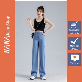 Quần jean nữ ống suông, bò nữ ống rộng co dãn 4 chiều không xù bai A25