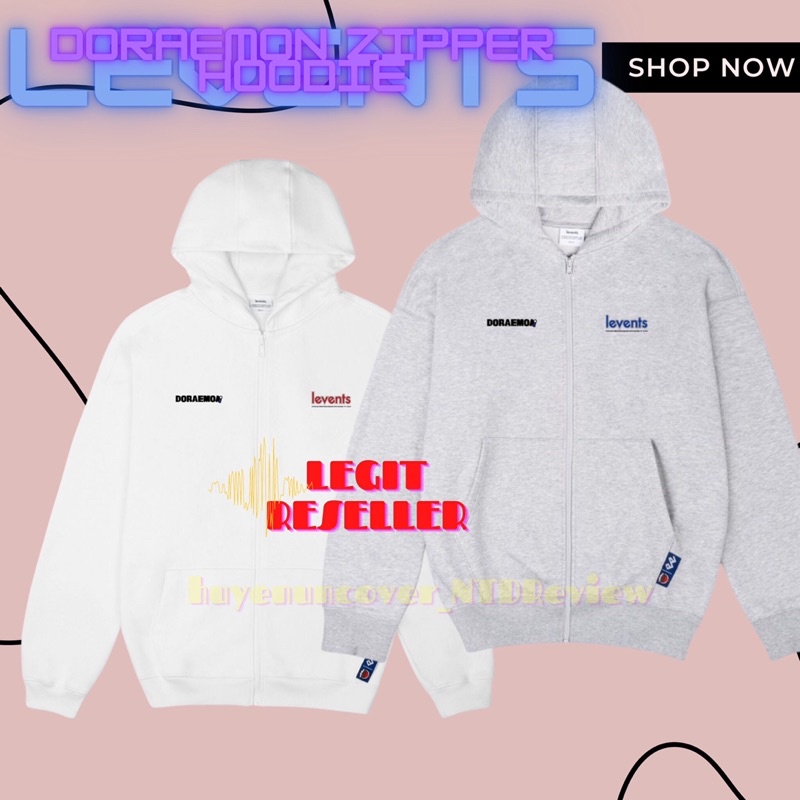 Áo Hoodie Zip Chính Hãng LEVENTS® | DORAEMON COLLAB ZIPPER HOODIE tặng kèm giấy thơm