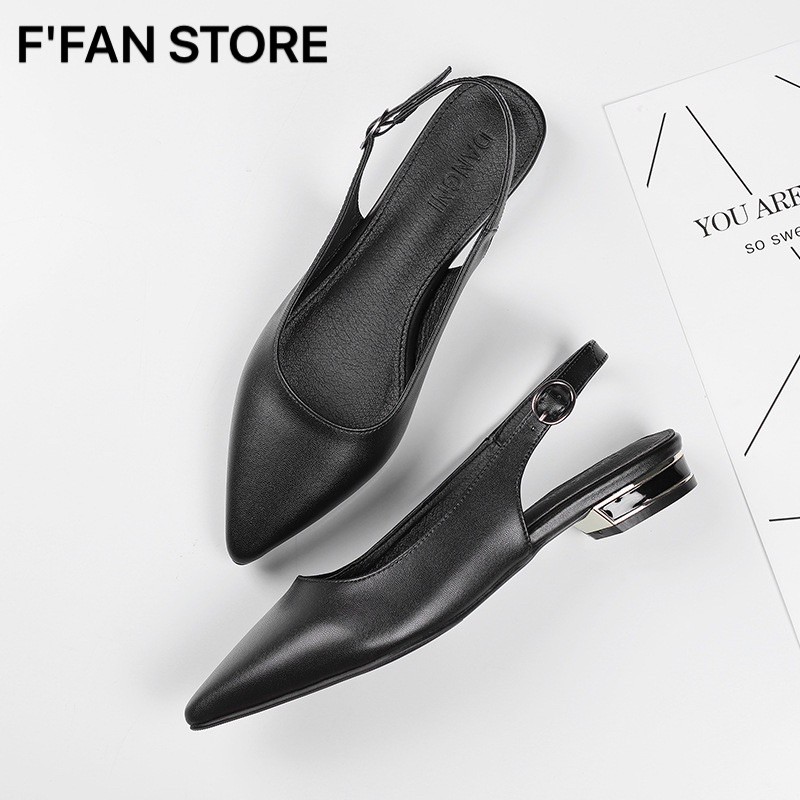 Giày Cao Gót Quai Sau [Da Thật] Slingback - Da Siêu Mềm Mũi Nhọn FFAN STORE