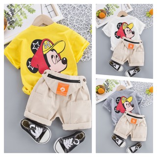 SET ÁO THUN BÉ TRAI ÁO THUN COTTON QUẦN KAKI BÉ TRAI HÌNH MICKEY TRÙM KHOÁC CHO SIZE TỪ 1 - 4 TUỔI