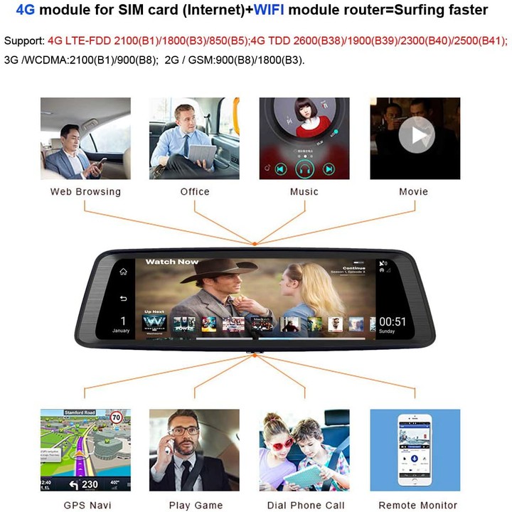 Camera hành trình cao cấp Whexune K950 tích hợp 4 camera, Android 5.1 Wifi 3G/4G GPS - Ram 2GB,Rom 32GB - Hàng Nhập Khẩu | BigBuy360 - bigbuy360.vn