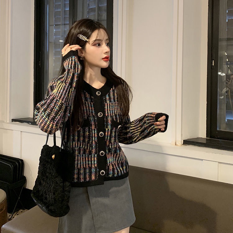 Áo Khoác Cardigan Dệt Kim Dáng Ngắn Thời Trang Mùa Thu Dành Cho Nữ