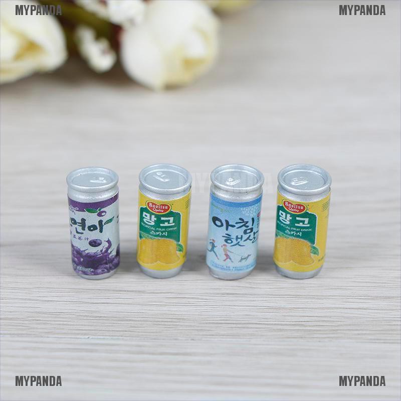 4 mô hình lon nước ngọt tỷ lệ 1:12 thiết kế trang trí nhà búp bê xinh xắn