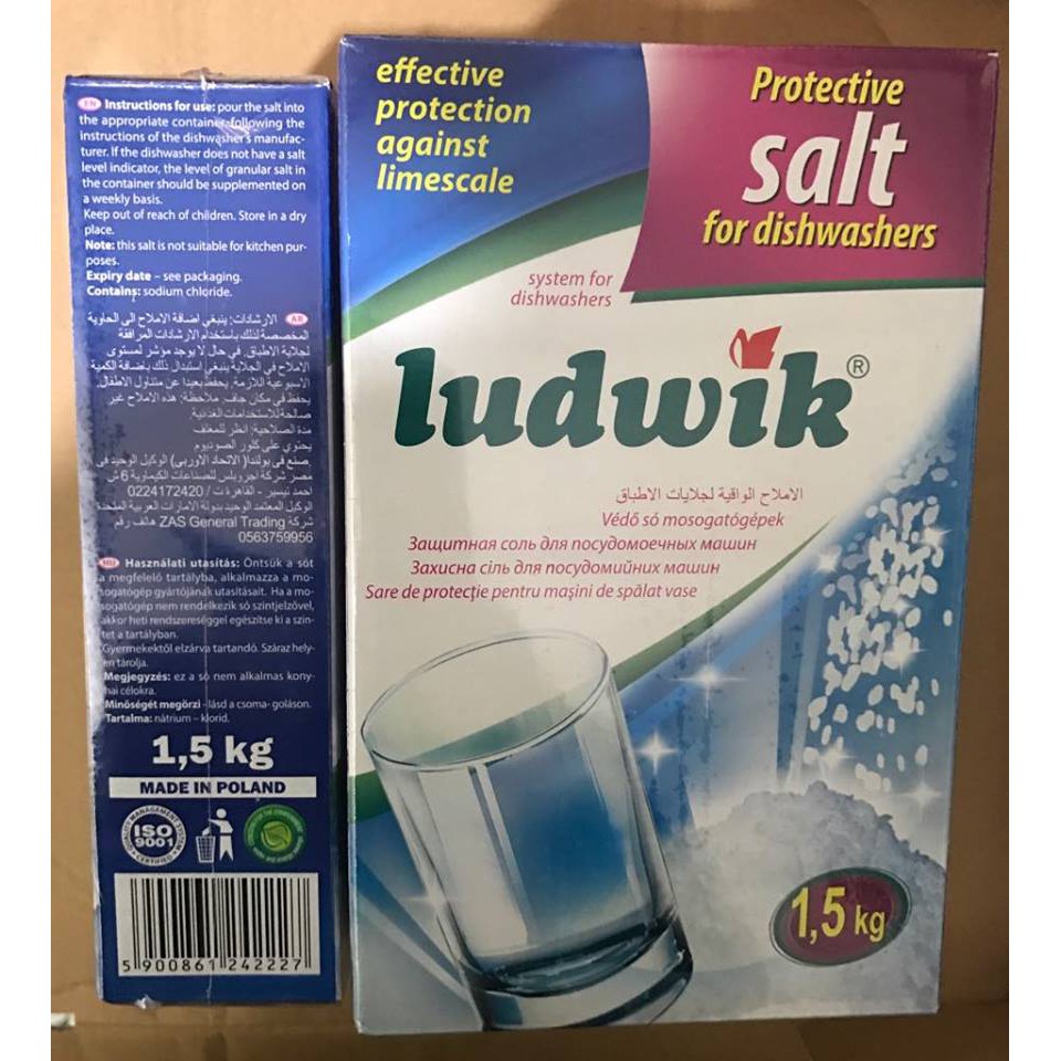 Viên rửa bát finish nhật 150V + Muối làm mềm nước ludwik 15kg + Bóng somat 750ml Dùng cho máy rửa chén