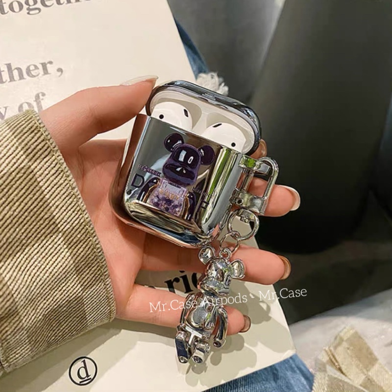 Case Airpods 1/2 /Pro Vỏ Ốp Tai Nghe Hình Kaws Màu Xanh Siêu Ngầu Tráng Gương Kèm Móc khoá - Mr.Case AirPods